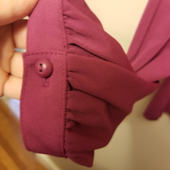 Apostrophe Womens Long Sleeve Shirt Blouse Shirt Top Lace Inset Berry Medium - Picture 9 of 10